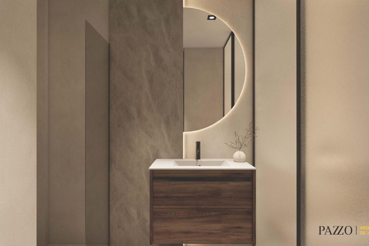 Minimalistische badkamer met stijlvolle accenten, perfect voor een bungalow in Pilar de La Horadada, Costa Blanca.