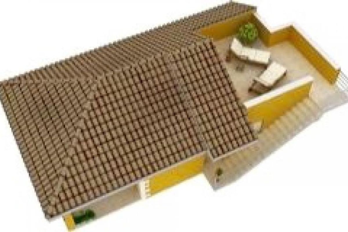 Luchtfoto van een 2-slaapkamer villa in La Romana, Costa Blanca Zuid, met een ruime terras en tuin.