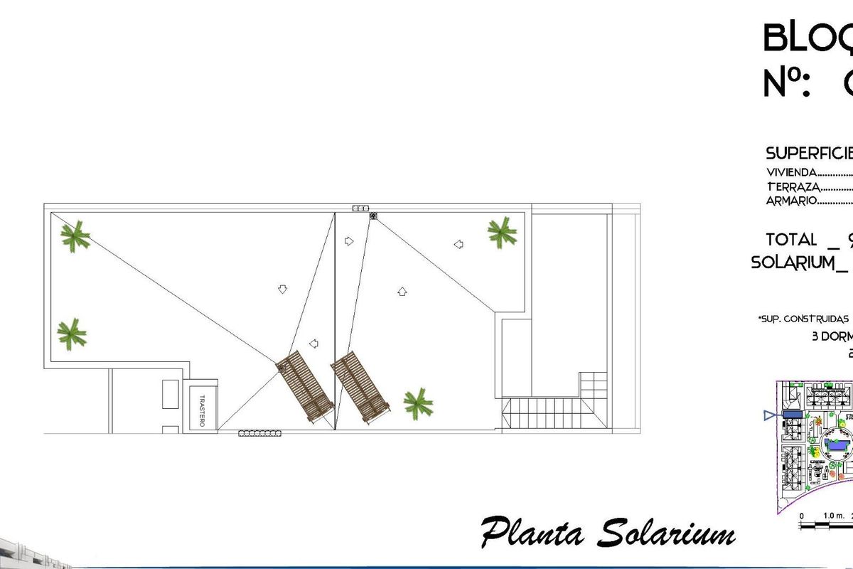 Plattegrond van de solarium voor het penthouse in Guardamar del Segura, met indeling en buitenruimtes.