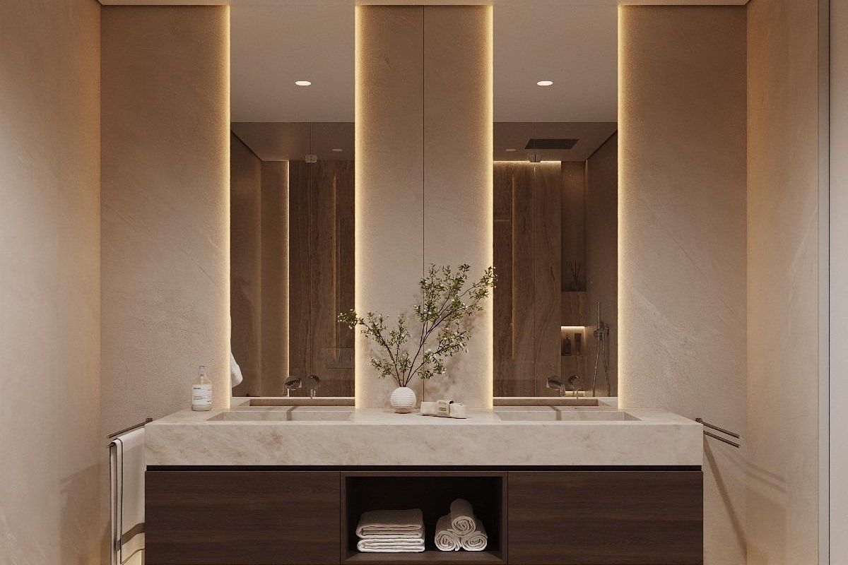 Moderne badkamer met vloerverwarming