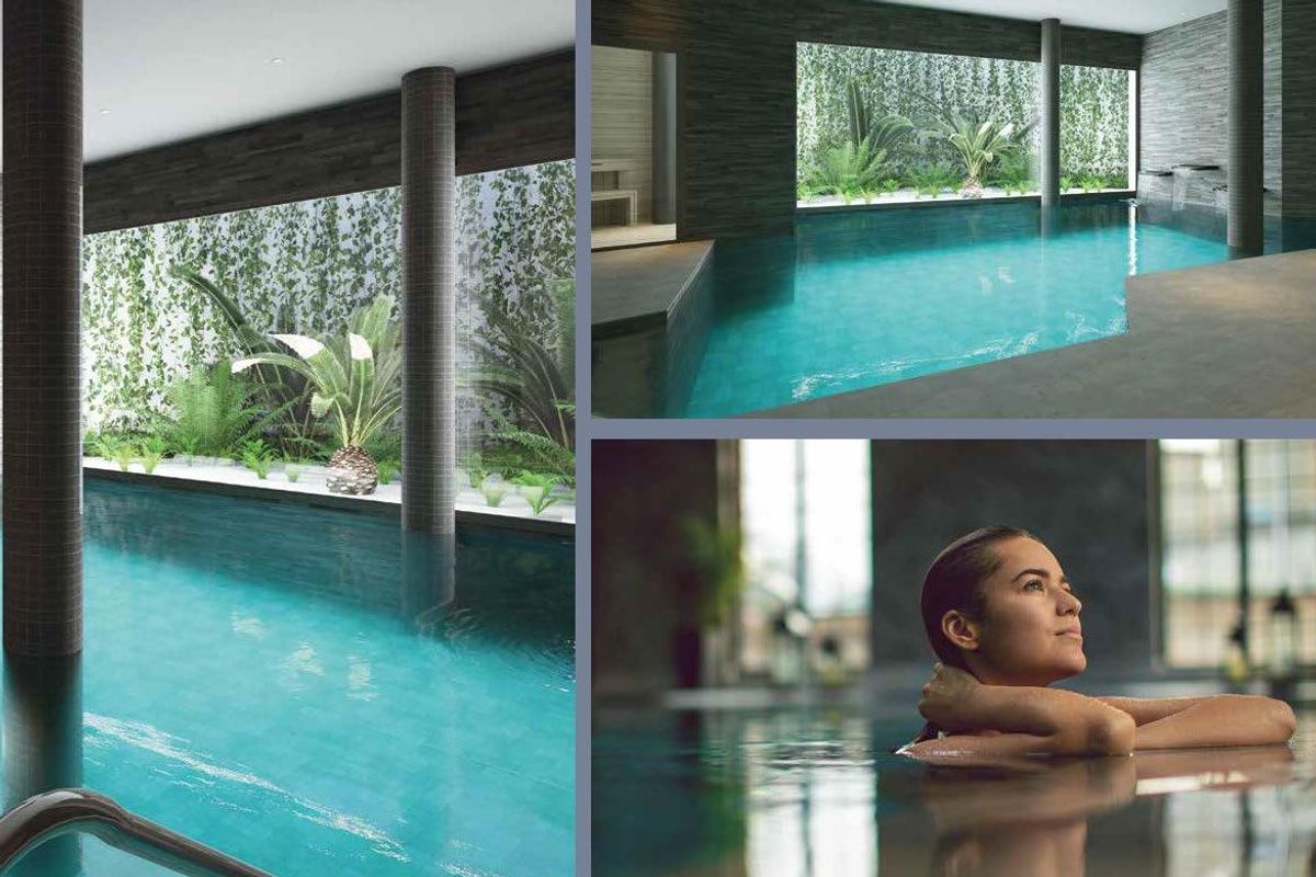 Luxueuze binnenzwemruimte in een wellnesscentrum, gelegen binnen een gemeenschap in Estepona, Costa del Sol.