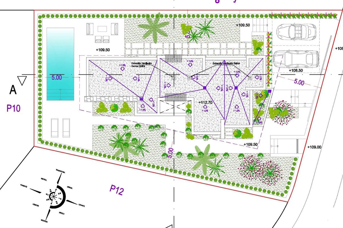 Plattegrond van een ruime villa met 3 slaapkamers in La Manga Club, Costa Calida, met de moderne indeling en kenmerken.