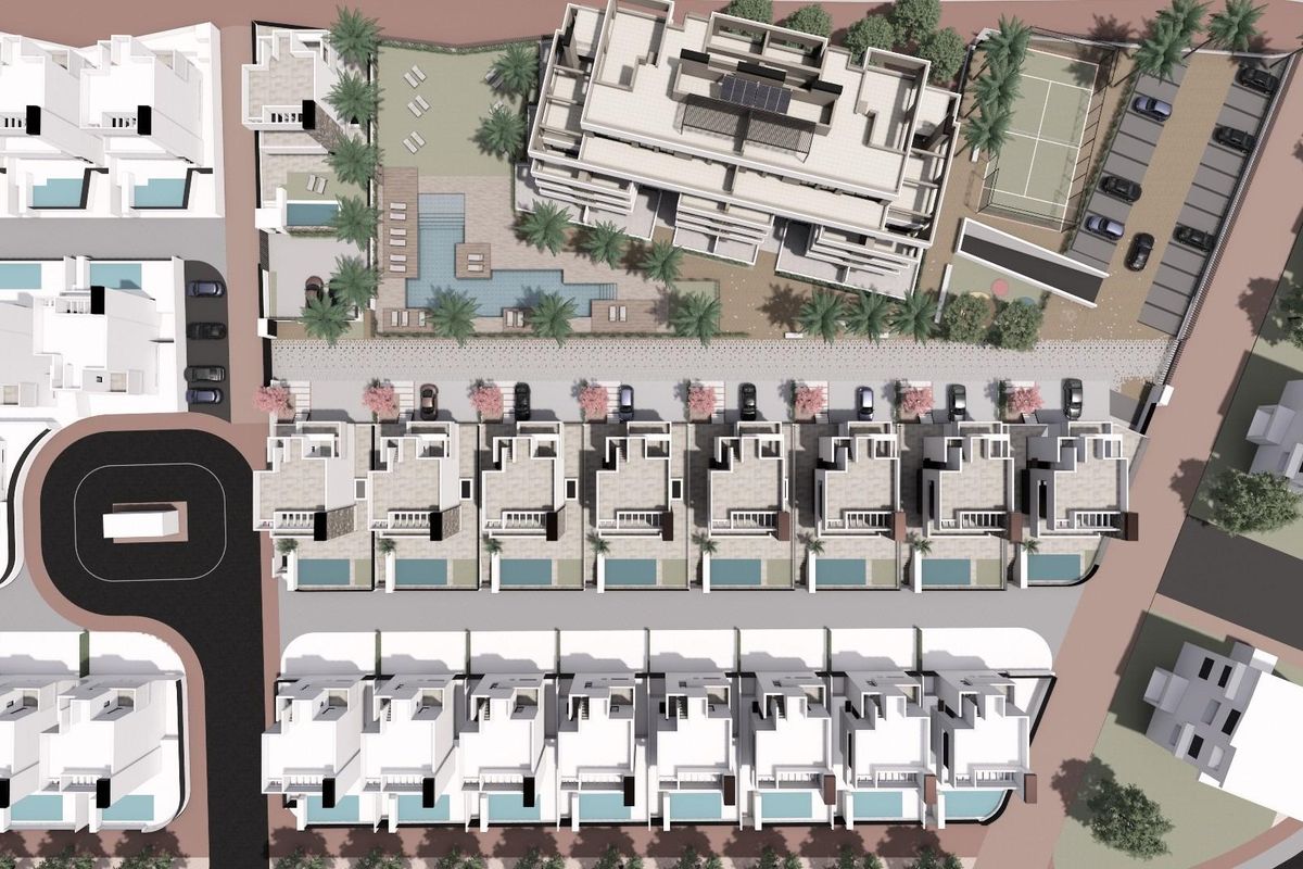 Gedetailleerd plattegrond van het 2-slaapkamer appartement in Torre Pacheco, Costa Calida met kamergrootte.