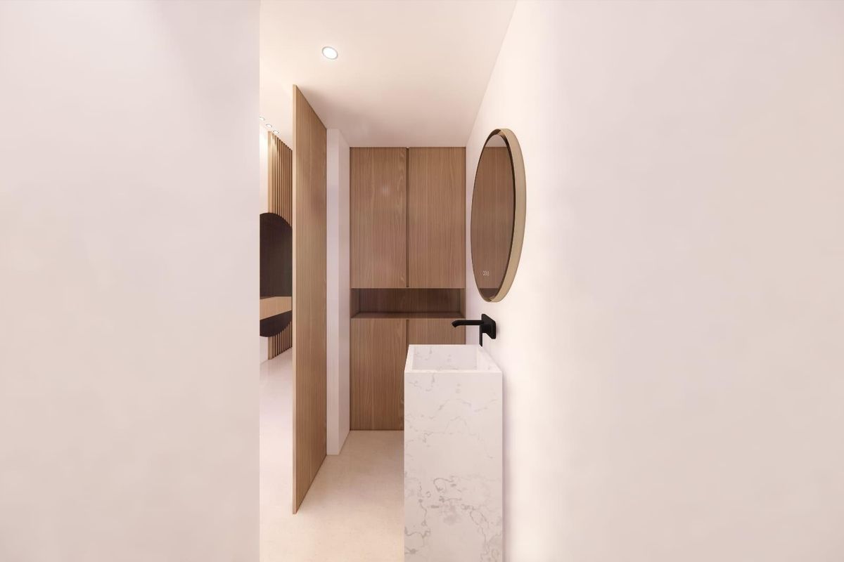 Klein gastenbadkamer met moderne armaturen in een 3-slaapkamer villa in Pilar de La Horadada.