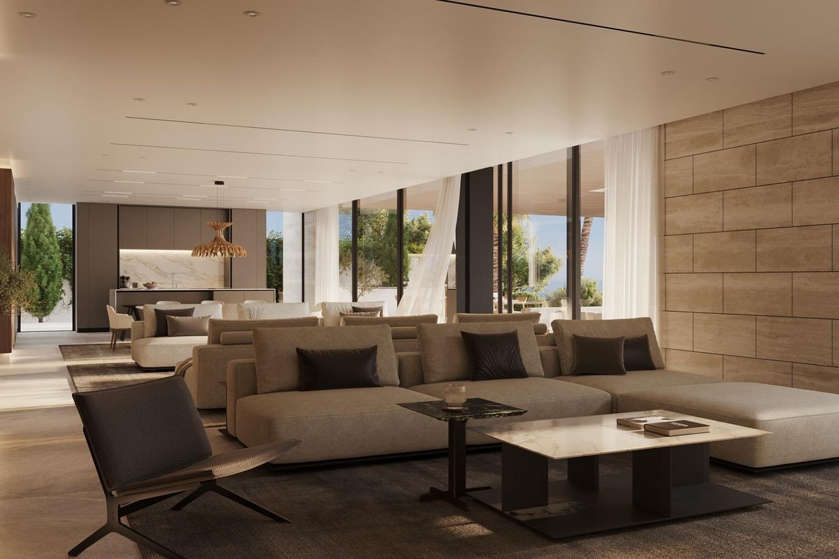 Gourmetkeuken in een luxueuze villa in Benahavís, met moderne apparatuur en een ruime eetkamer.