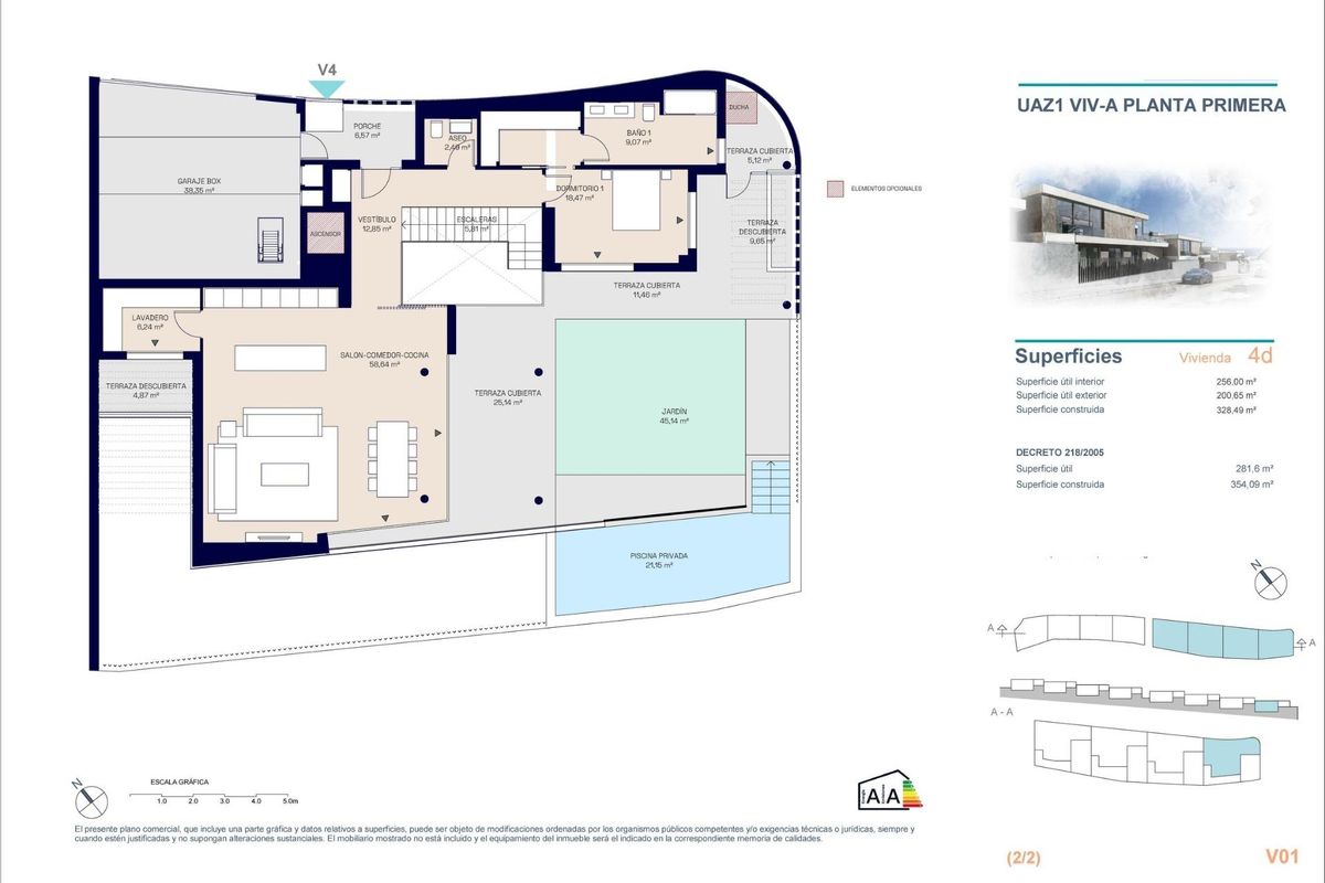 Plattegrond van een ruime 4-slaapkamer villa-indeling, met ontwerp en functionaliteit in Estepona, Costa del Sol.