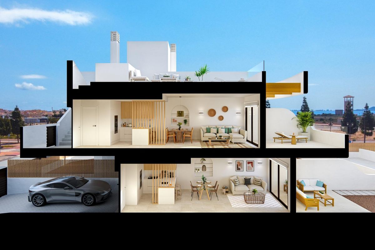 Plattegrond van het 3-slaapkamer appartement in Los Alcazares, Costa Calida, Spanje.