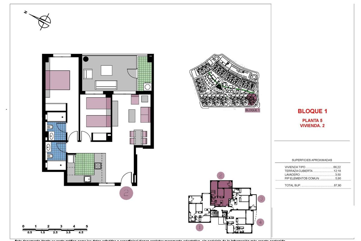 Plattegrond van een 2-slaapkamer penthouse met lay-out en ontwerp in Pilar de La Horadada, Costa Blanca Zuid.