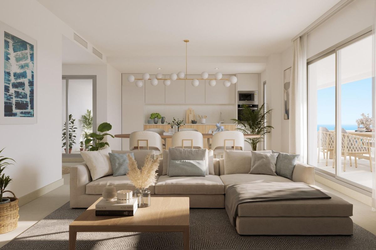 Terrace with seating overlooking the sea