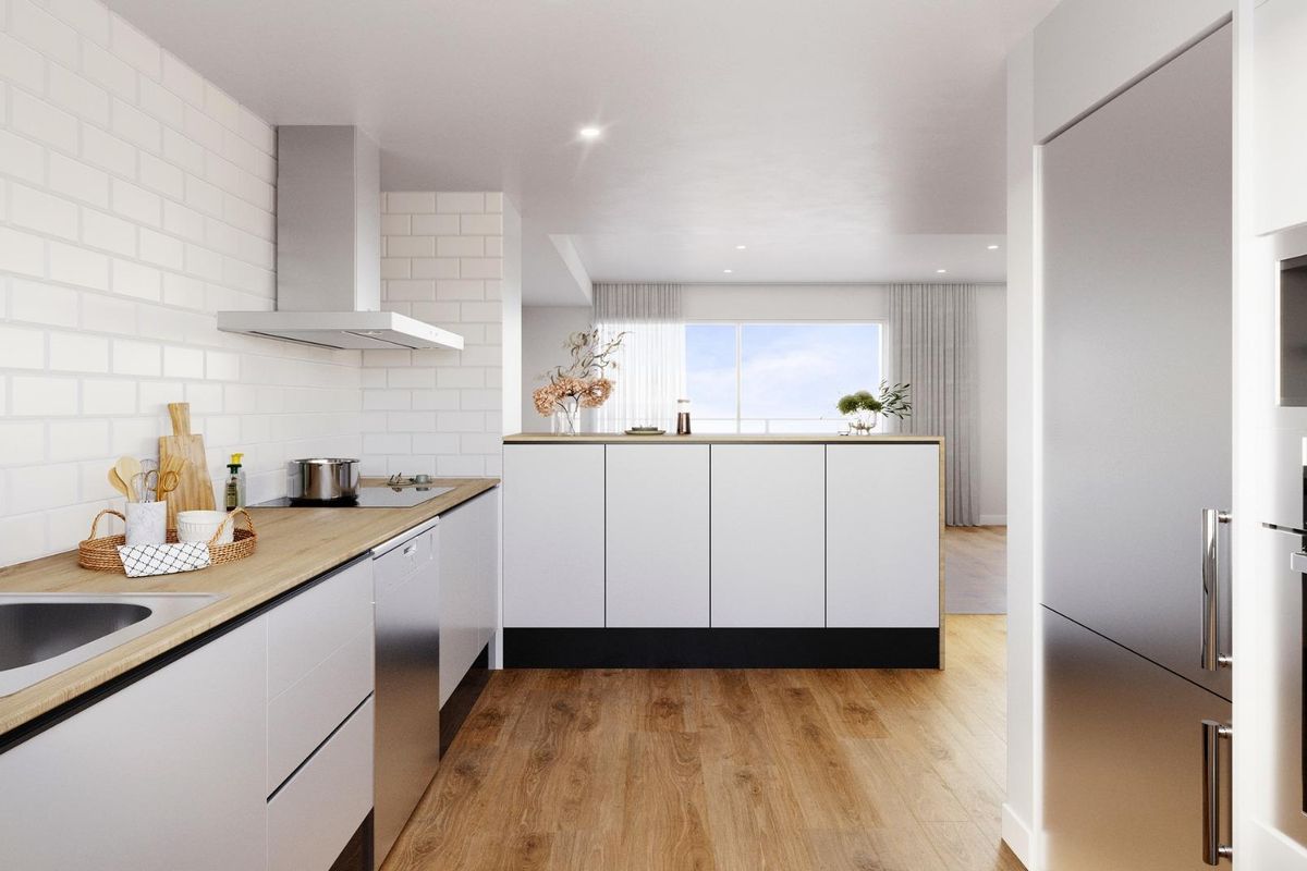 Moderne keuken in 2-slaapkamer appartement op de begane grond, met een strakke uitstraling en natuurlijk licht, gelegen in Monforte del Cid.