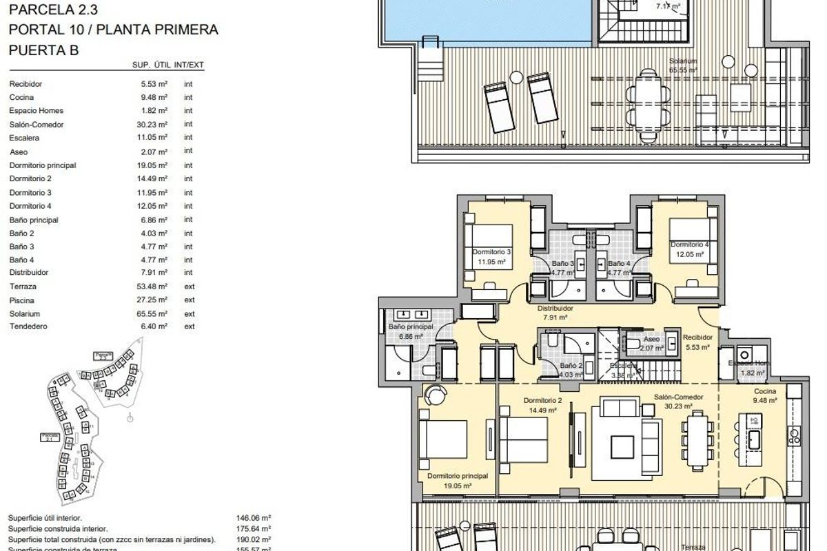 Plattegrond van een 4-slaapkamer bungalow in Marbella, Costa del Sol, met weergave van indeling en kamers.