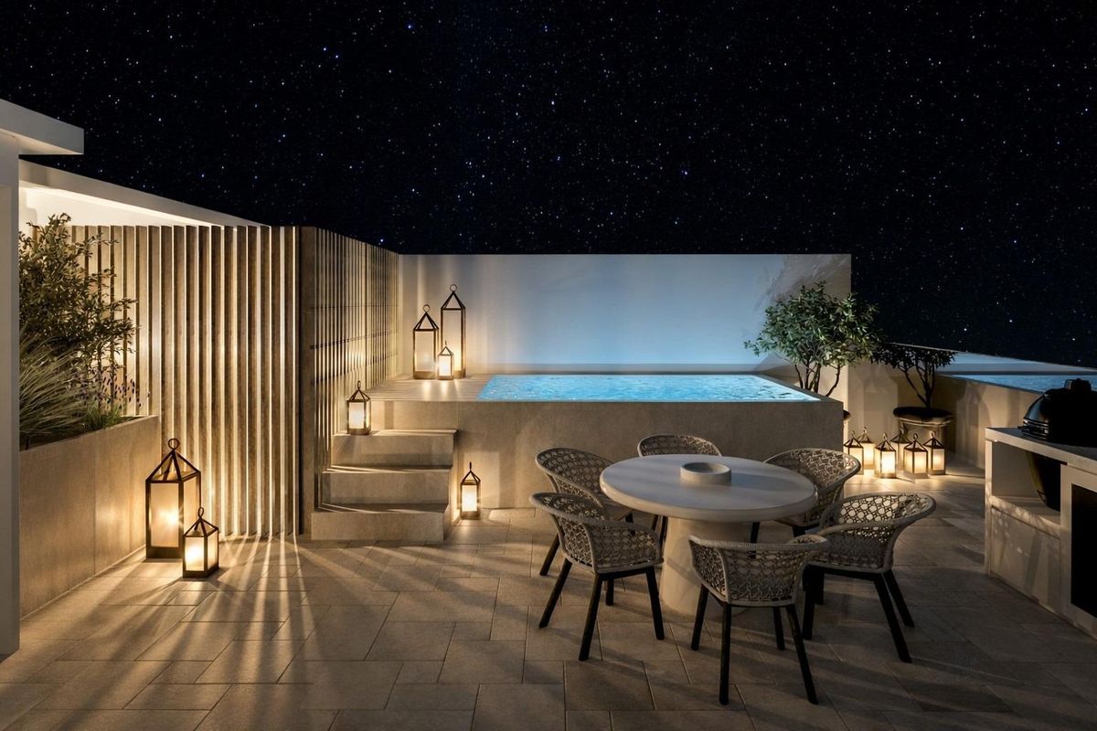 Rooftop solarium of Monda town house