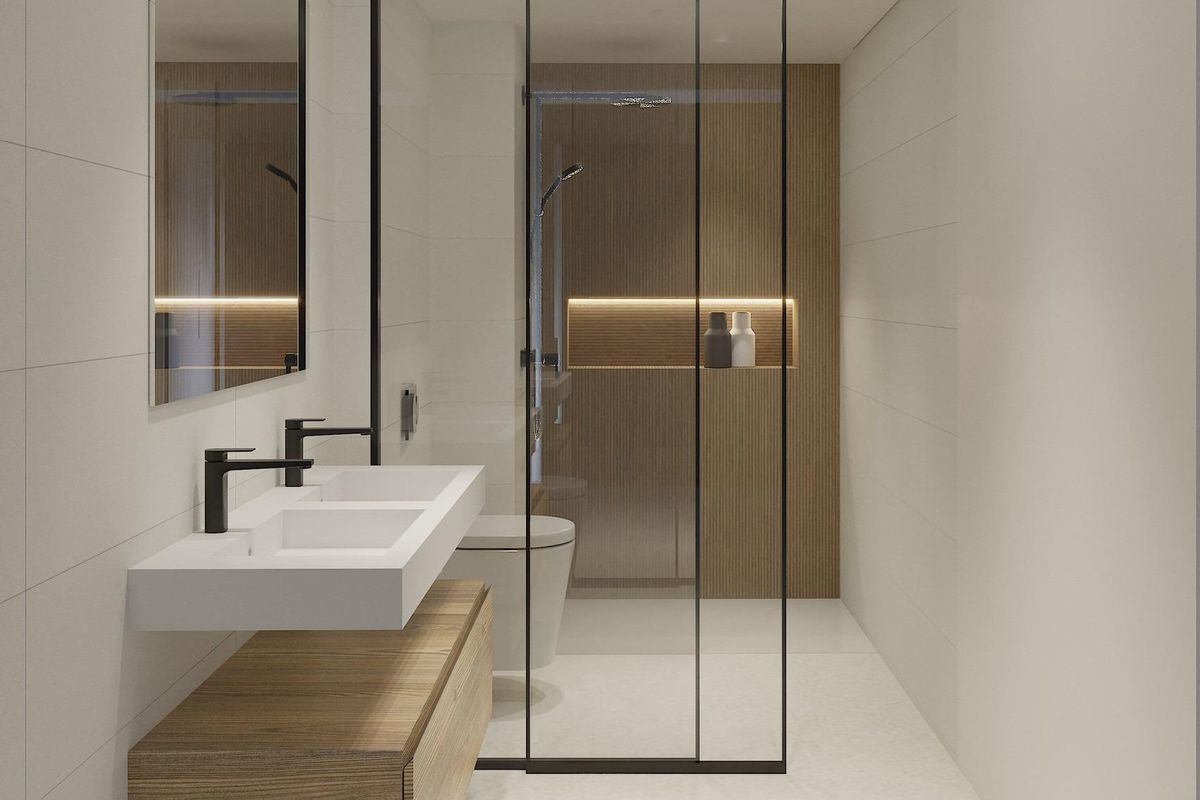 Stijlvolle badkamer met een moderne uitstraling in dit 2-slaapkamer appartement op de begane grond in Torrevieja.