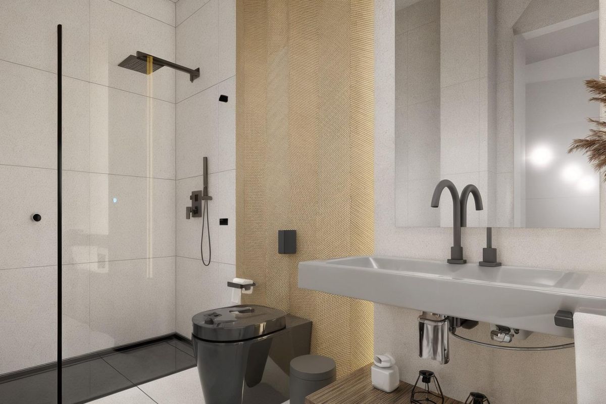 Elegante badkamer met moderne armaturen en een ruime indeling in een 3-slaapkamer villa, Los Montesinos, Spanje.