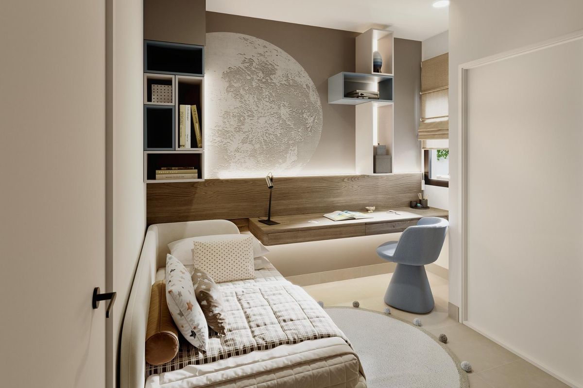 Gezellige tweede slaapkamer ontworpen voor comfort in een 2-slaapkamer bungalow in Puerto de Mazarron, met studiehoek.