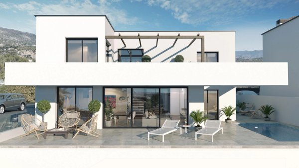 Moderne 3-slaapkamer villa in Finestrat met een ruim terras en zwembad voor buitenontspanning.