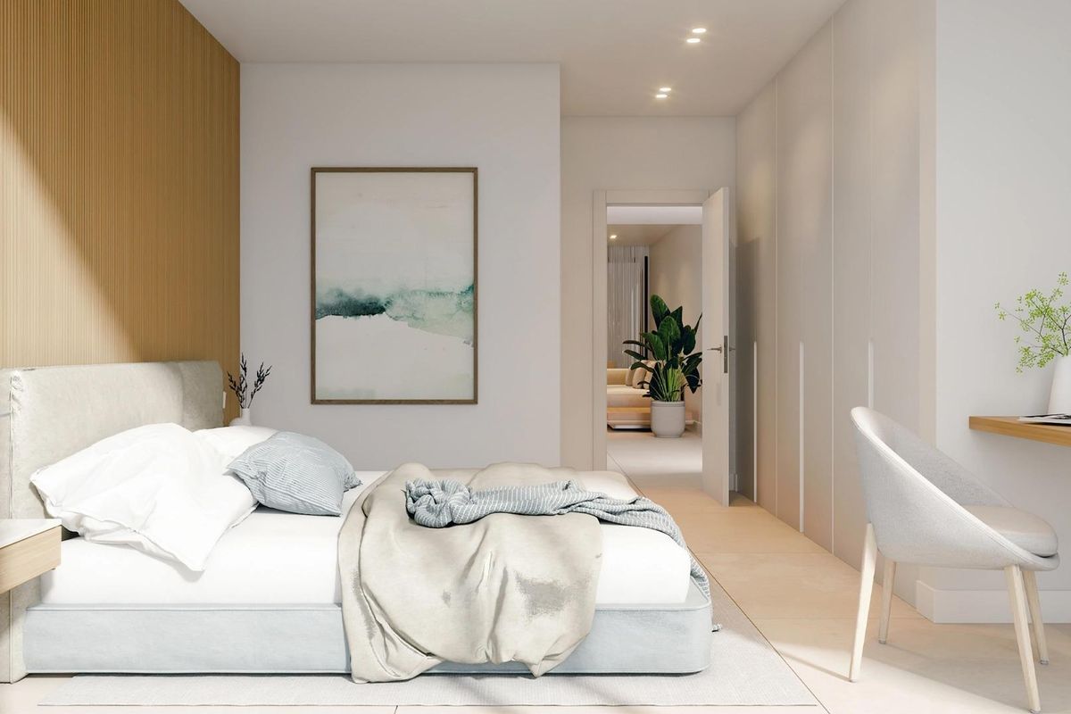 Gezellig slaapkamer met modern ontwerp in een appartement op de begane grond in Marbella.