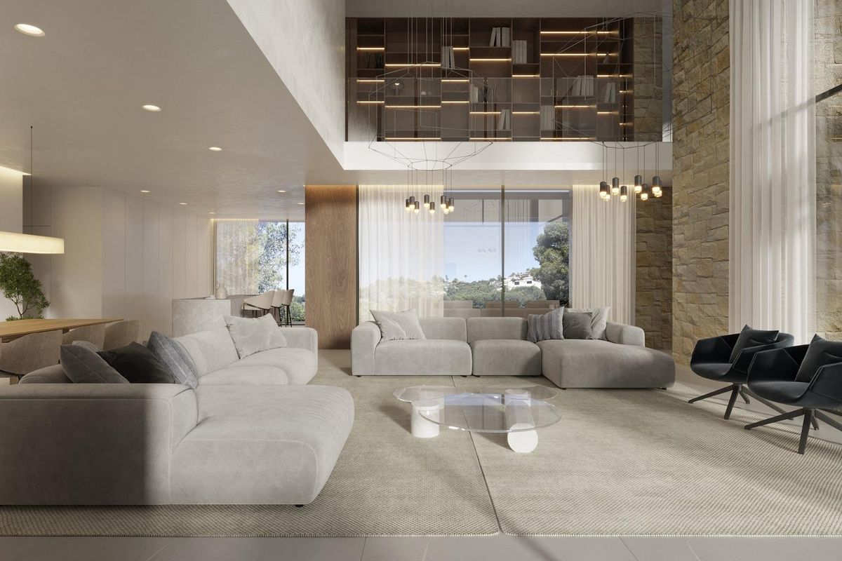 Buitenterras met pergola en zeezicht