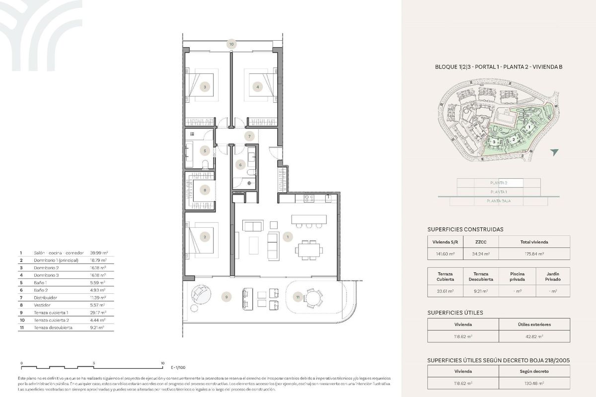 Gedetailleerde plattegrond van de penthouse in Casares, met aandacht voor de ruime indeling en moderne voorzieningen.