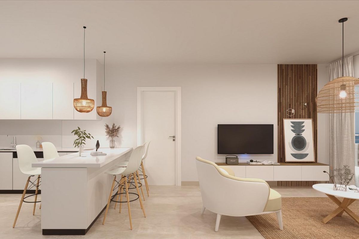 Modern keukendesign met open indeling in een penthouse in Vera, Costa de Almeria, Spanje.