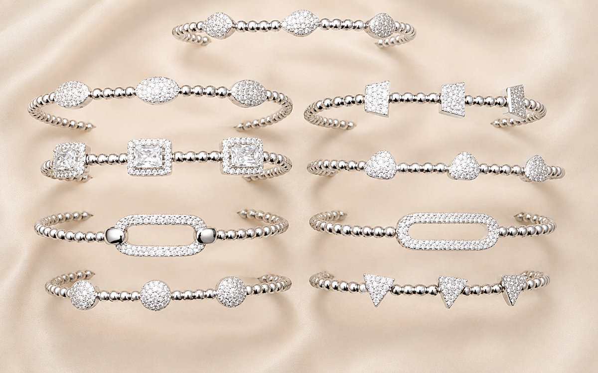 Silver-Tone Designer Bangles