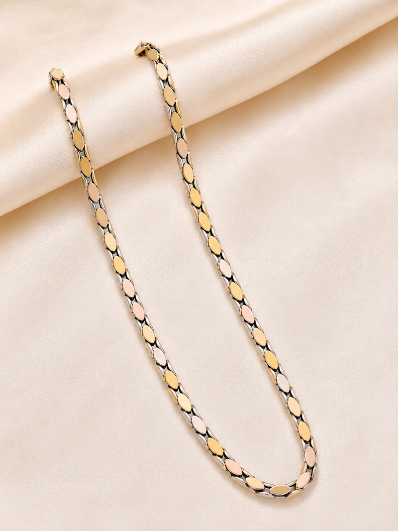 Tri-Tone Oval Link Gold Chain