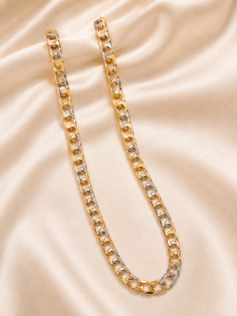 Classic Dual Tone Cuban Link Gold Chain