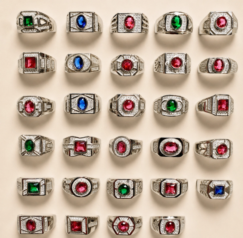 Designer White Metal Rings
