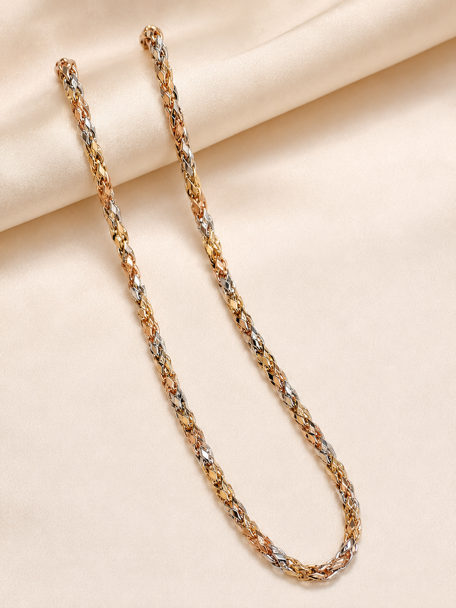 Tri-Tone Diamond Cut Rope Chain