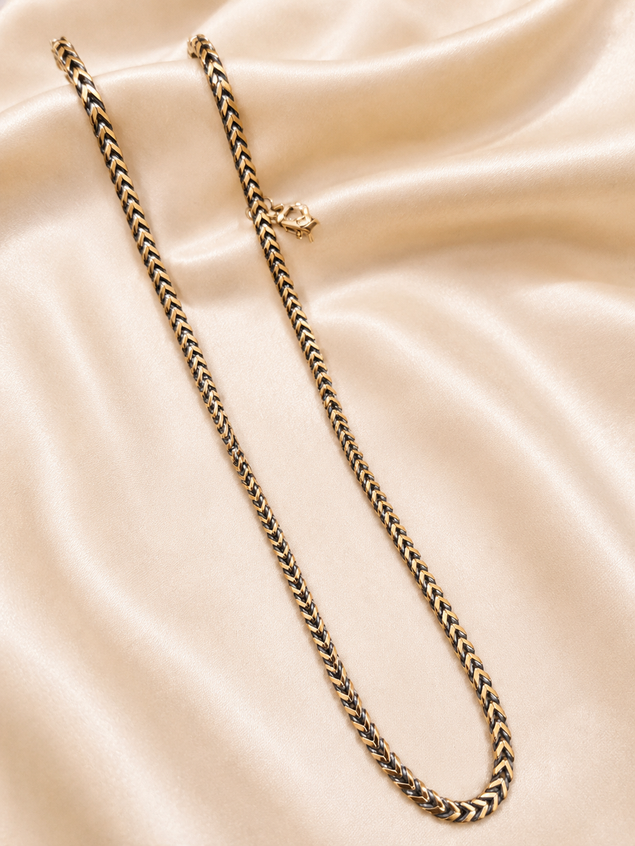 Chevron Weave Dual Tone Gold Chain