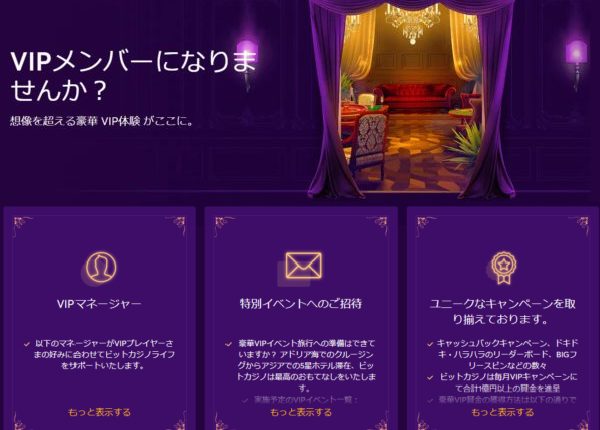 ビットカジノ VIP 特典 専任サポート