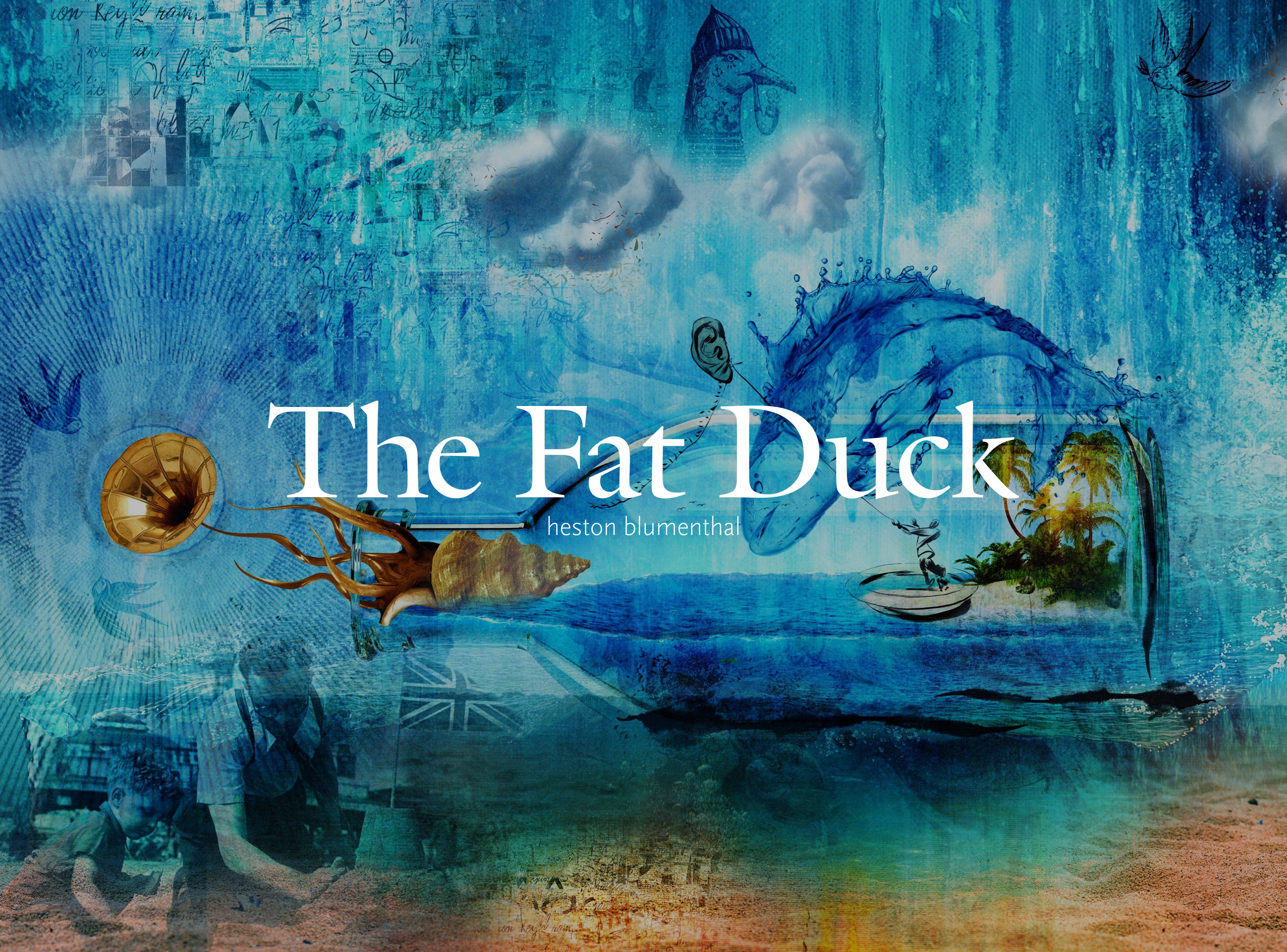 The Fat Duck brand artwork, an ocean-themed illustrated collage for Heston Blumenthal's restaurant