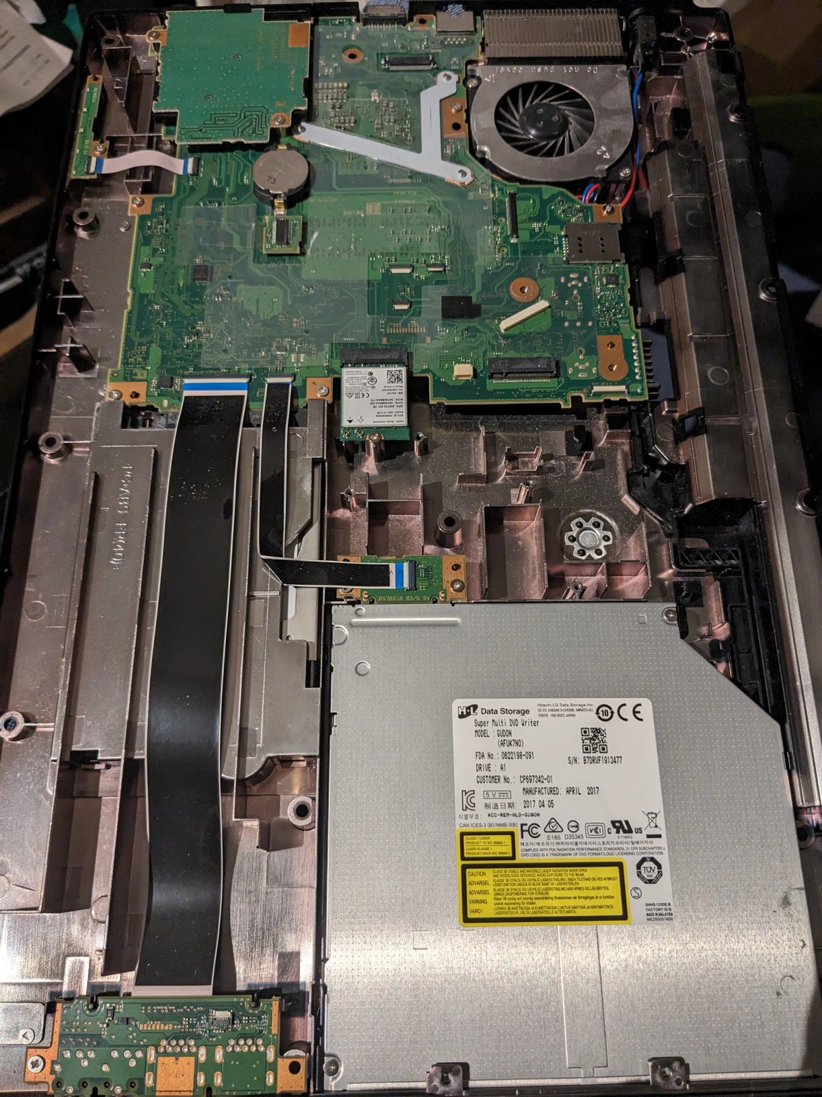 circuitboards and cabling on the inside of an LCD Screen. 