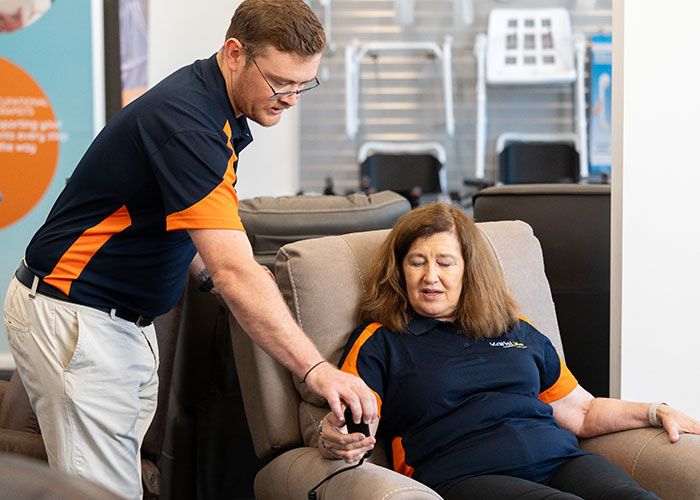 Rise recliner with pressure-care cushion at Karis Life Hornsby — preventing pressure sores in elderly Australians
