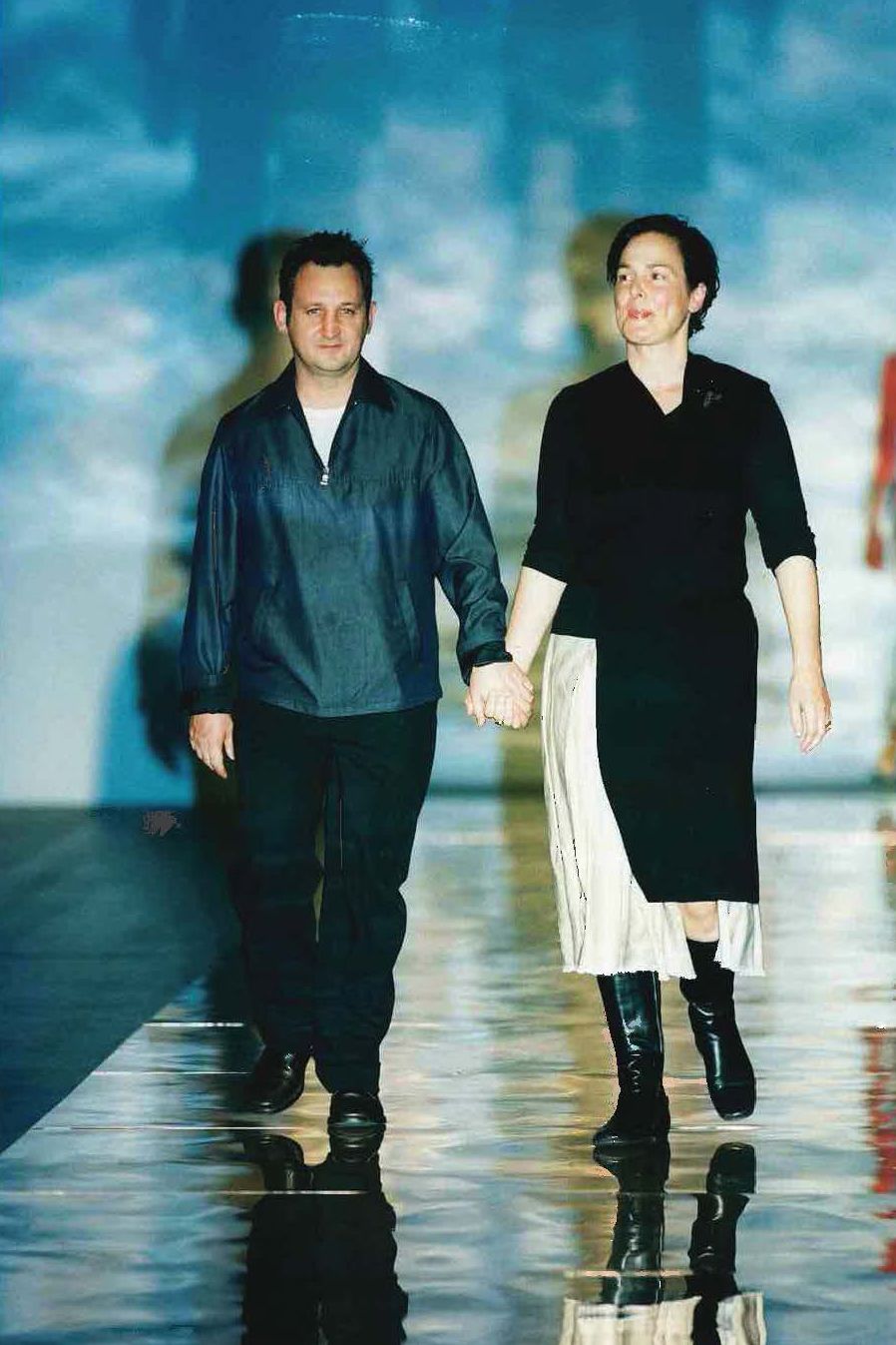 Gary Theodore and Fiona Scanlan walking down the runway hand in hand