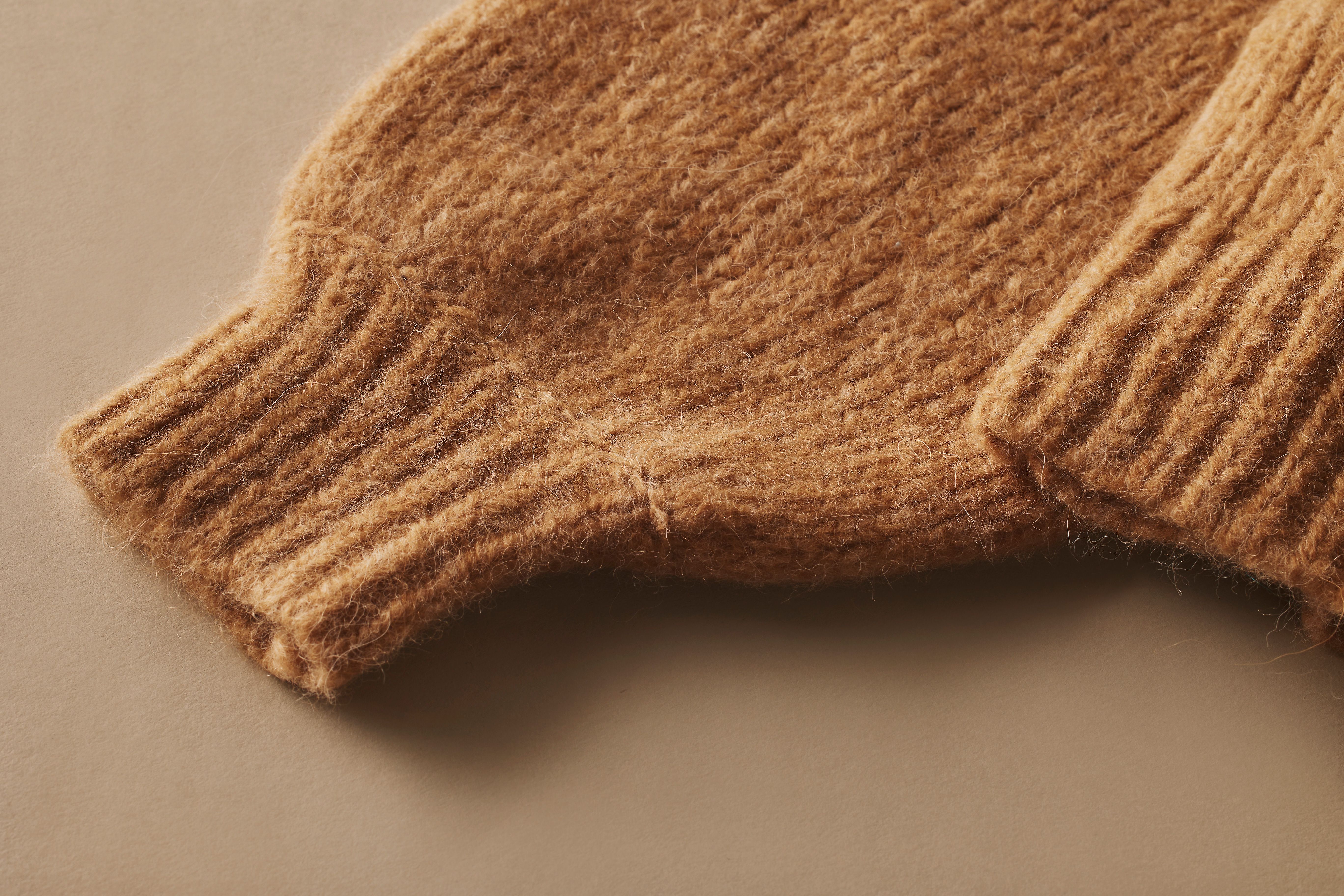 Scanlan Theodore alpaca sweater with close up of texture and cuff detail.