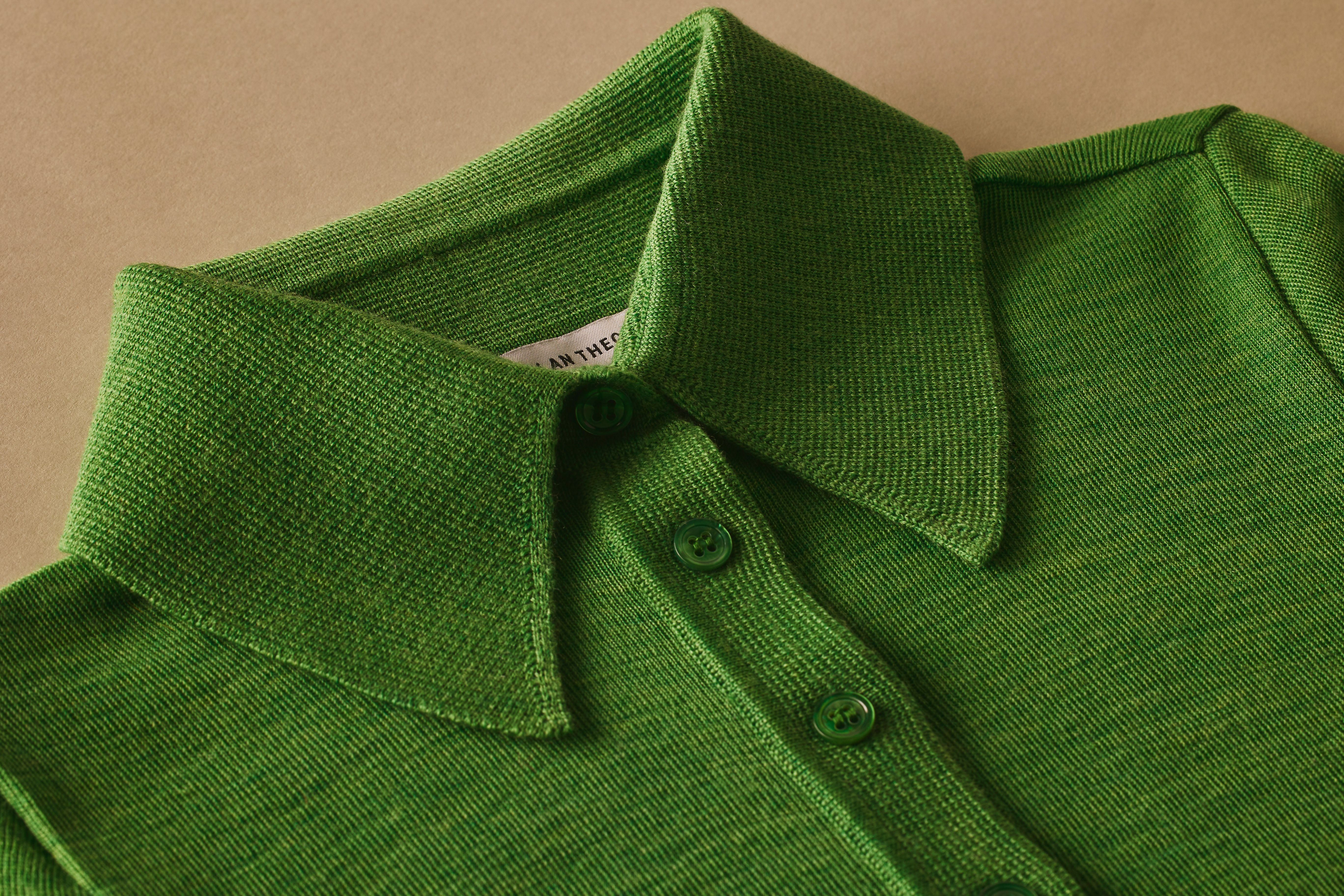 Scanlan Theodore green babywool shirt with collar and button up detail