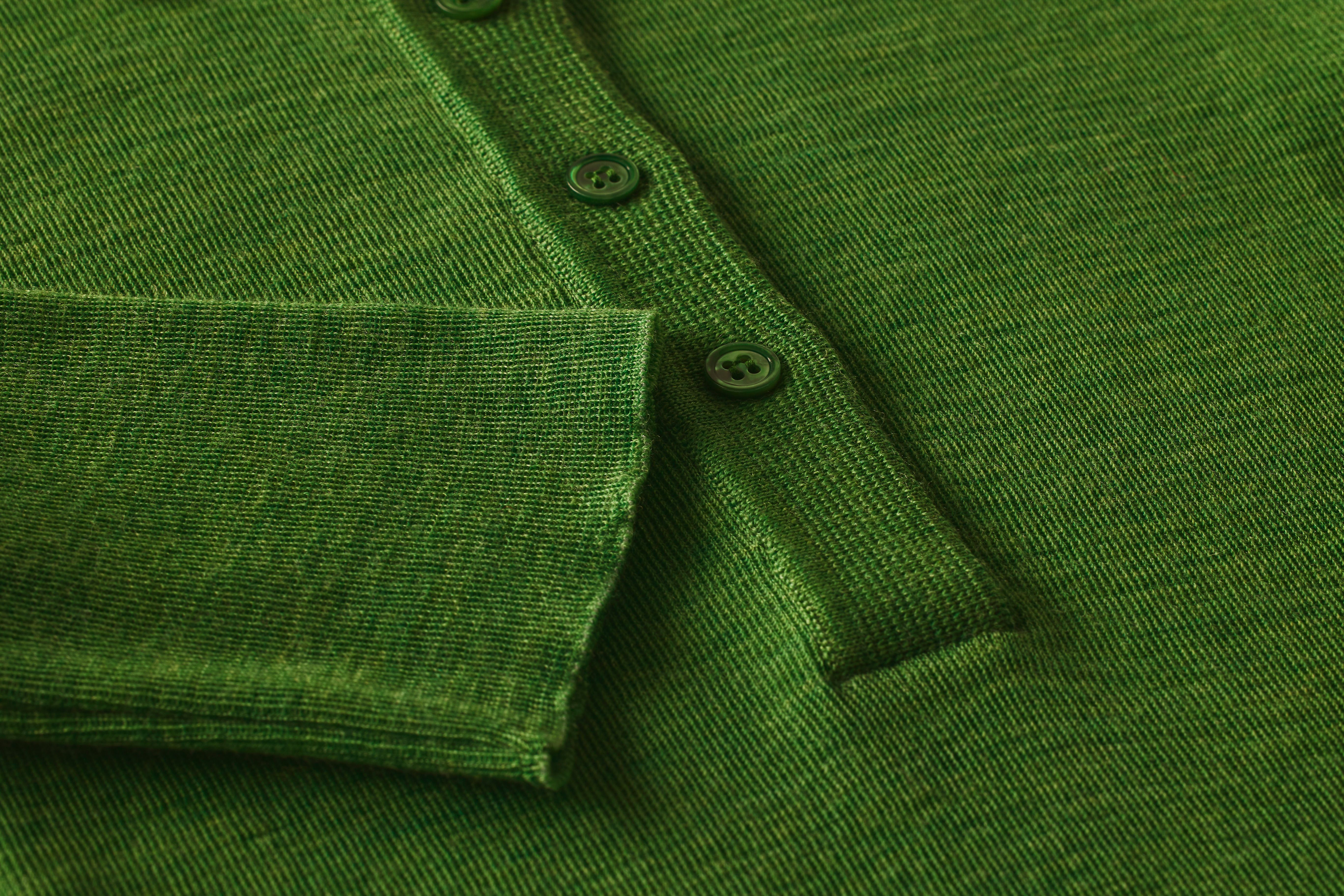 Scanlan Theodore green babywool shirt with close up of texture detail of cuff and buttons