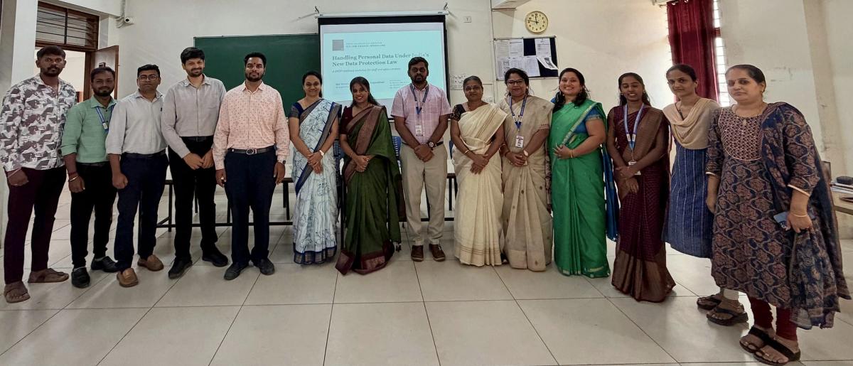 Resource persons and participants after the DPDP workshop at KLE Degree College, Nagarabhavi.