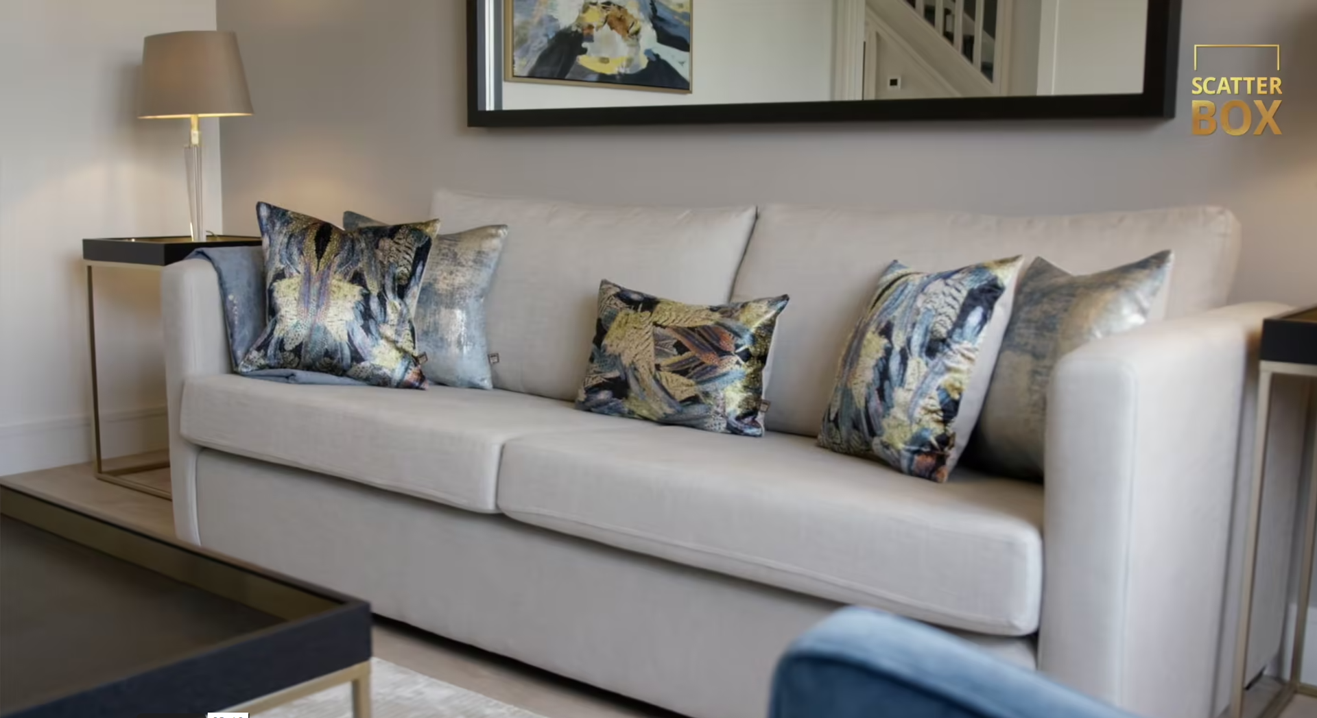 Sofa with decorative cushions