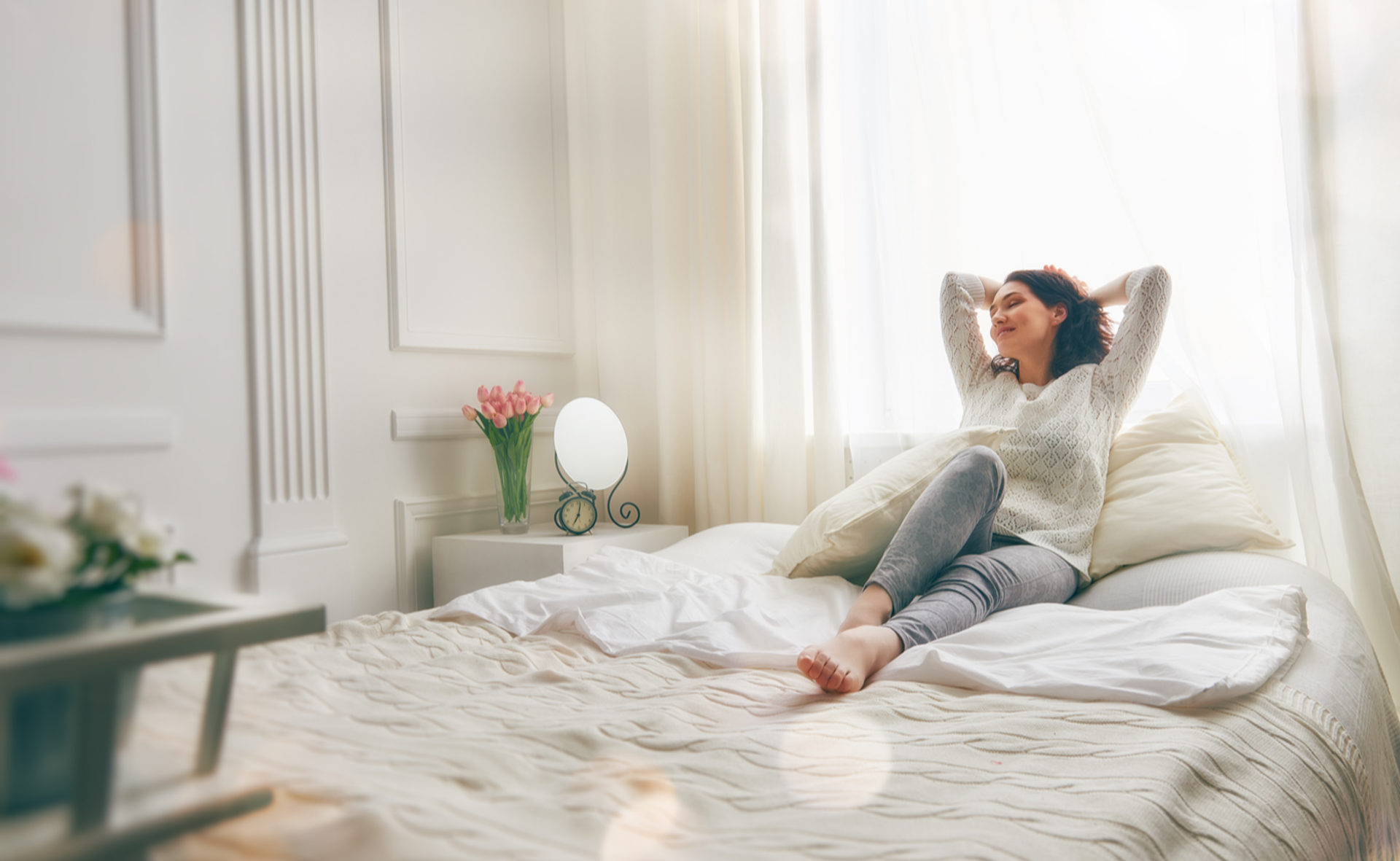 Relaxing Bedroom book tossed on sheets