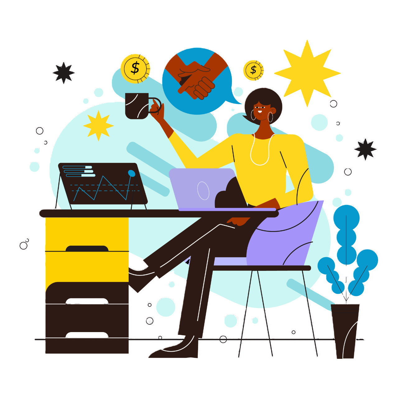 Professional coworking space with modern desk setup