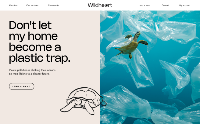 An illustration of a desktop screen showing the Wildheart website