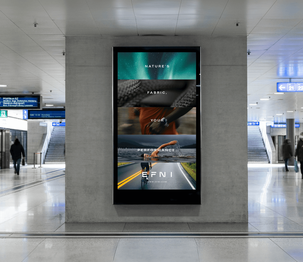 An image showing an Efni digital out-of-home ad in a subway station