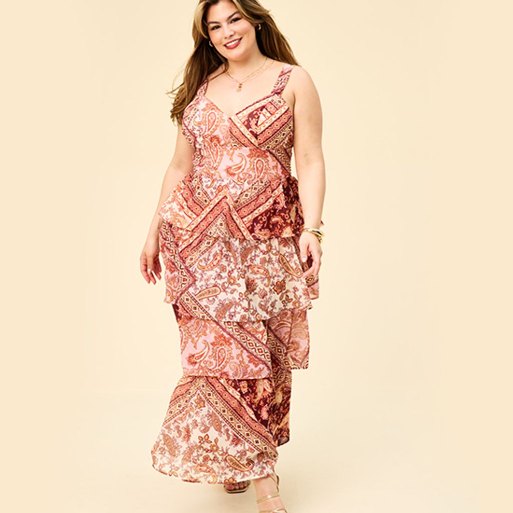 plus printed maxi dress