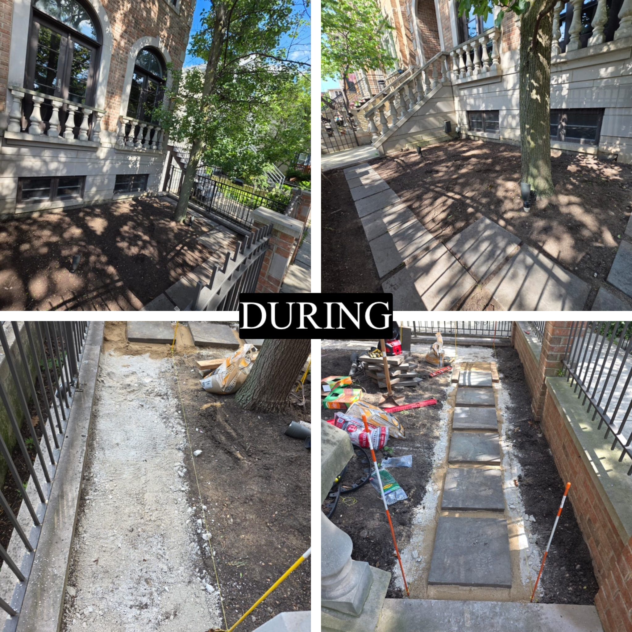 During - new stone walkway installation, Chicago