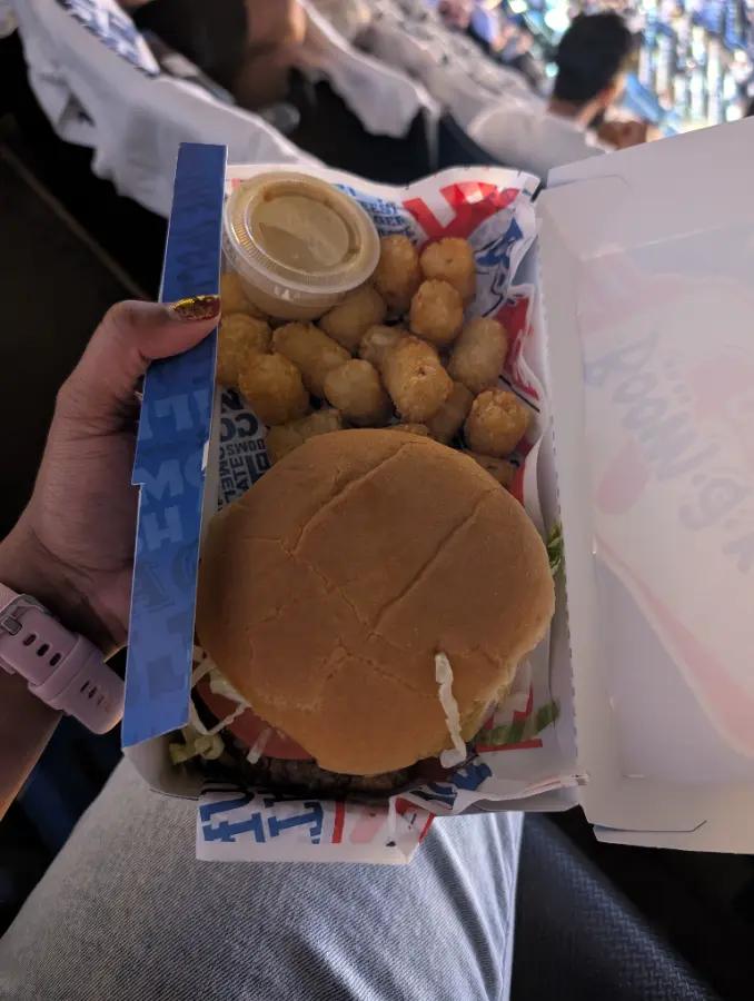 Burger and tater tots