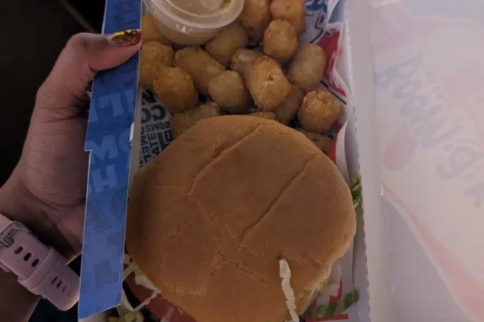 Burger and tater tots