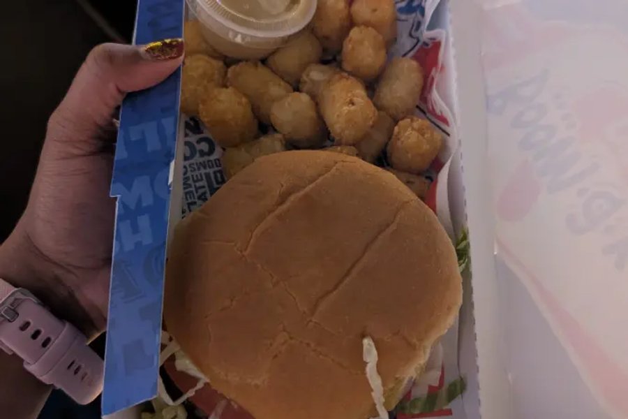 Burger and tater tots