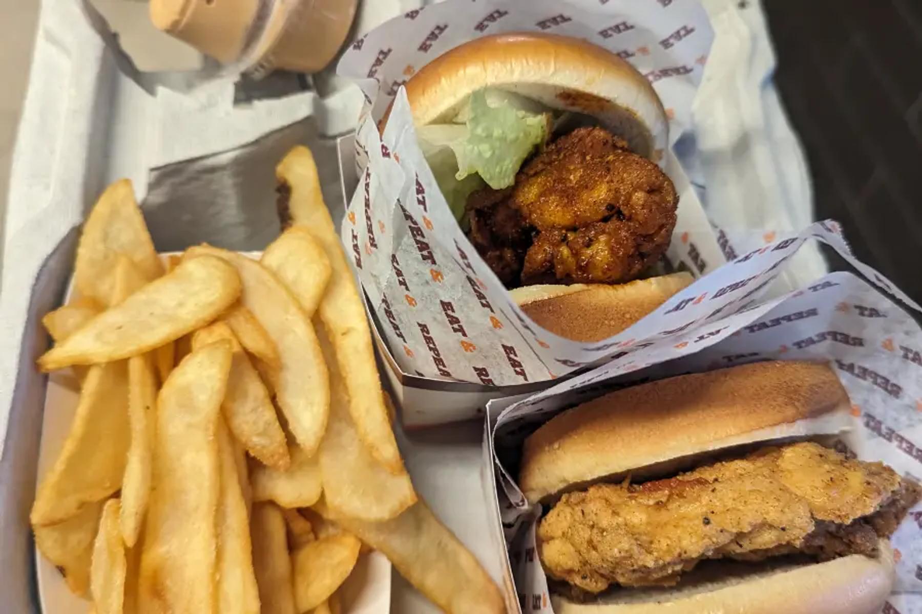 Fried chicken sandwiches and fries